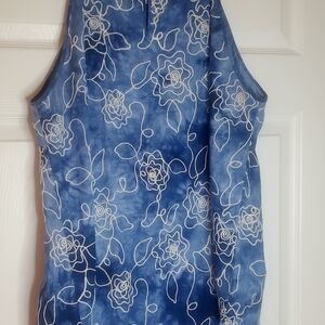 Blue Floral Sleeveless Top